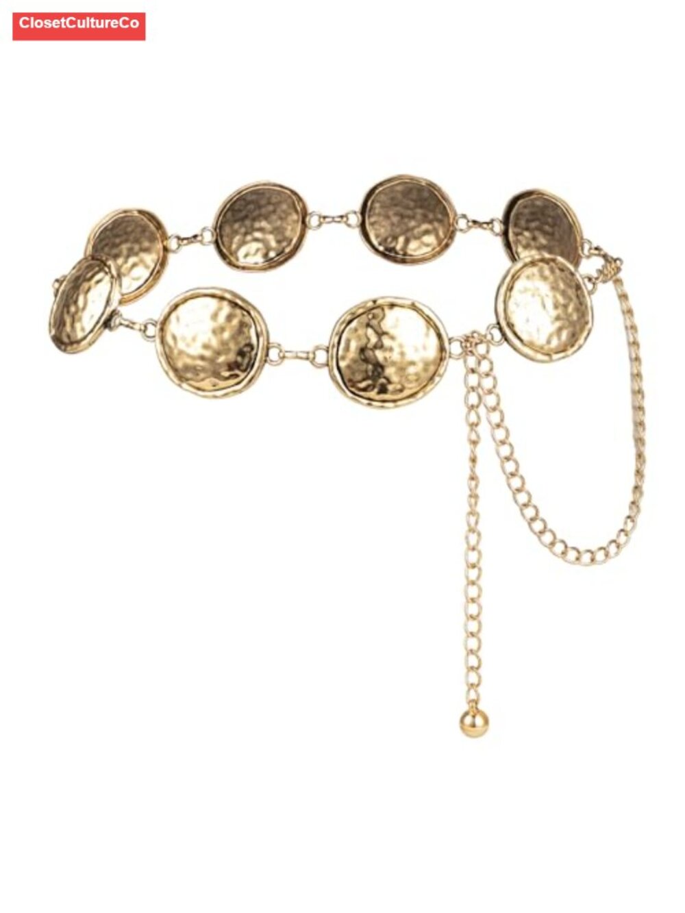 Western Metal Concho Chain Belt Adjustable Waist for Dress Pants